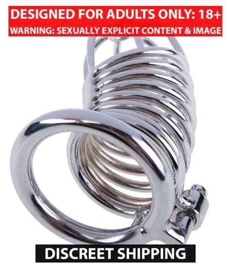 Stainless Steel Male Chastity Lock Ring Bondage Men Ring Cage Adult