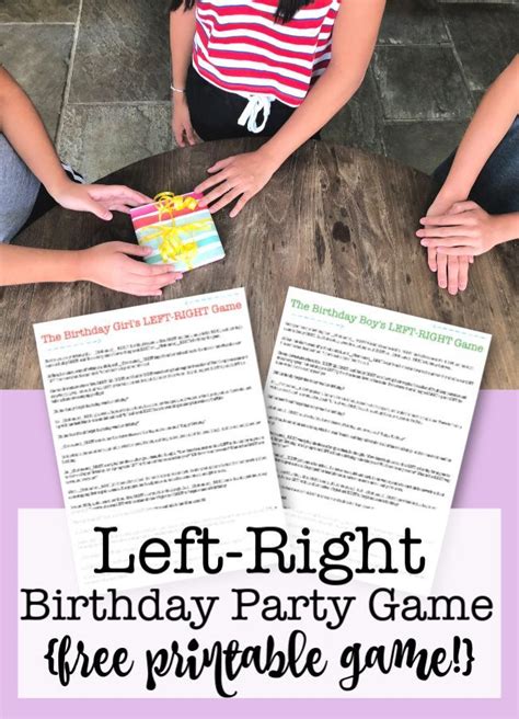 left  birthday party game  printable birthday party games