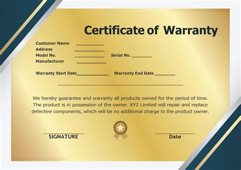 warranty certificate format  word file