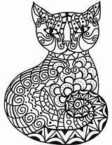 Zentangle Coloring Cat Pages Printable Adults Cats Categories Books sketch template