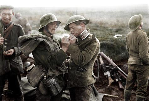 german  british soldier share  cigarette   christmas