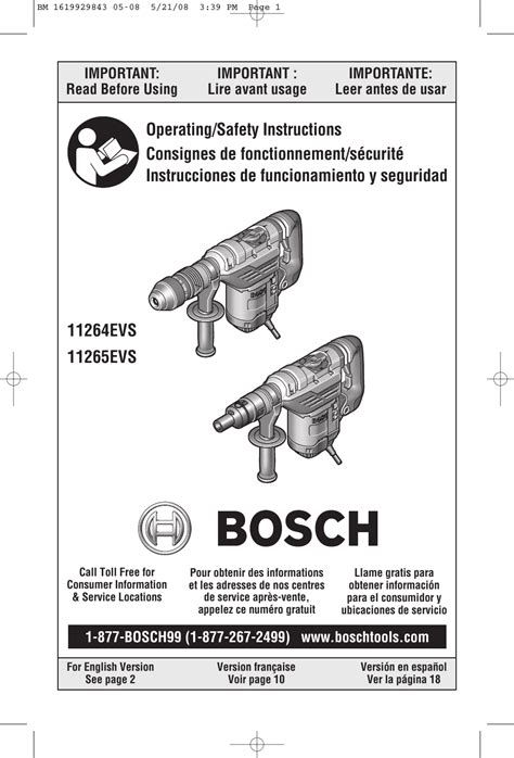 bosch evs bm    user manual drill hammer manuals  guides