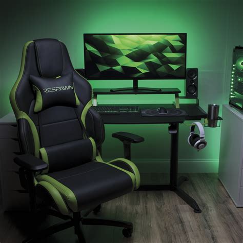 respawn  gaming computer desk ergonomic height adjustable gaming desk  green rsp