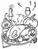 Dinner Coloring Thanksgiving Pages Printable Coloringcafe Choose Board sketch template