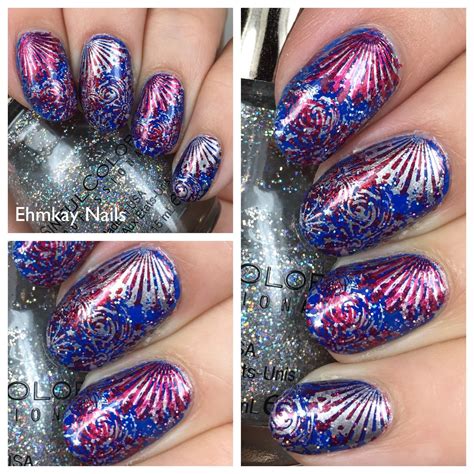 ehmkay nails fourth  july fireworks nail art