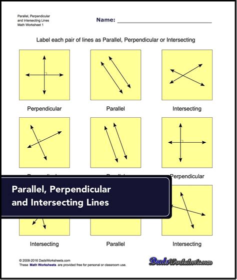 parallel perpendicular  intersecting lines worksheet