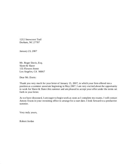 sample employment acceptance letter templates   ms word