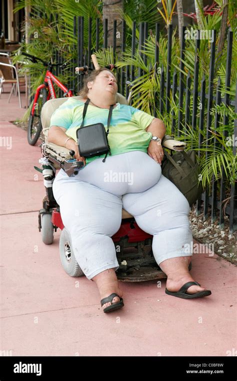 Miami Beach Florida Overweight Obese Fat Woman Electric Wheelchair