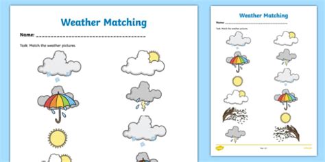 weather symbols worksheet matching activity teacher