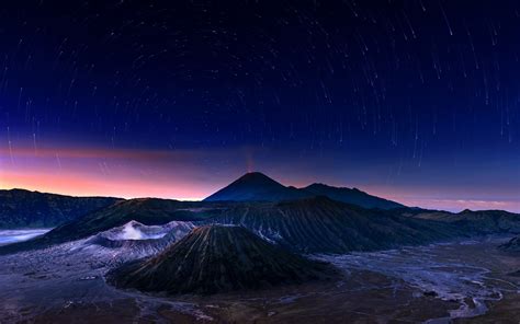 wallpaper indonesia java bromo volcano night stars  hd picture image