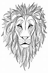 Drawing Lion Cross Face Coloring Pages Contour Mane Animal Silhouette Lions Abstract Tattoo Fruit Maltese Color Ink Line Patterned Mandala sketch template