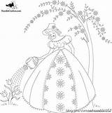 Embroidery Vintage Patterns Crinoline Ladies Coloring Transfers Pages Applique Cross Hand Stitch Designs sketch template