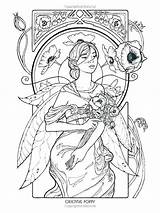 Coloring Pages Fairy Gothic Fairies House Adult Printable Nouveau Mystical Mermaid Anime Fantasy Elf Book Elves Mythical Color Getcolorings Print sketch template