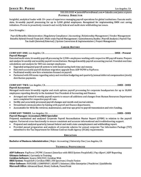payroll resume sample monstercom