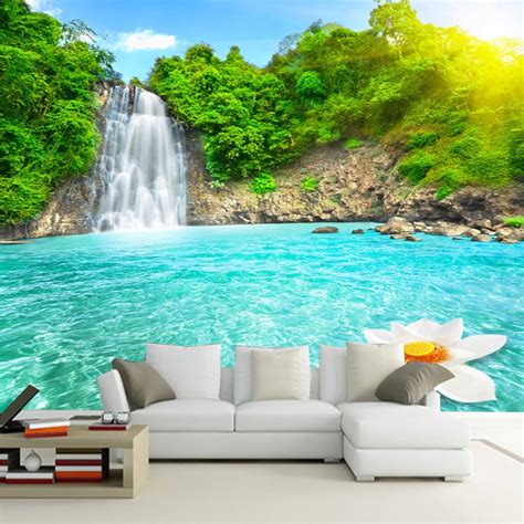 pemandangan alam  dinding mural hutan air terjun kolam renang foto