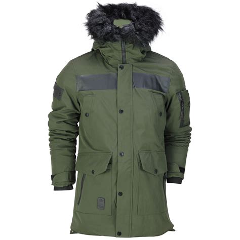 mens heavy weight fur trim hood parka jacket padded winter warm