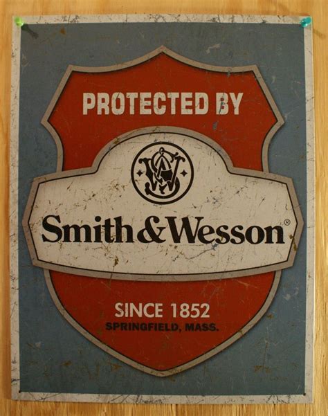 Protected By Smith And Wesson Tin Sign Ammo Gun Home