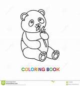 Panda Coloring Book Bamboo Vector Illustration sketch template