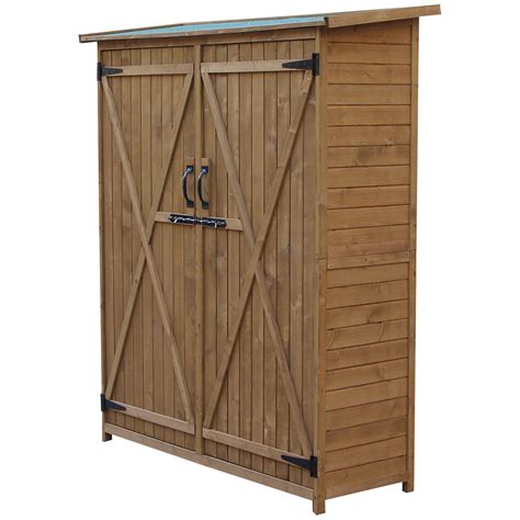 outsunny fir wood storage shed waterproof outdoor tool organizer cabinet  garden backyard