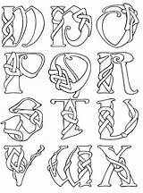 Celtic Alphabet Letters Symbols Coloring Pages Printable Irish Knot Patterns Designs Pattern Druid Letter Clipart Lettering Fonts Font Crafts Illuminated sketch template