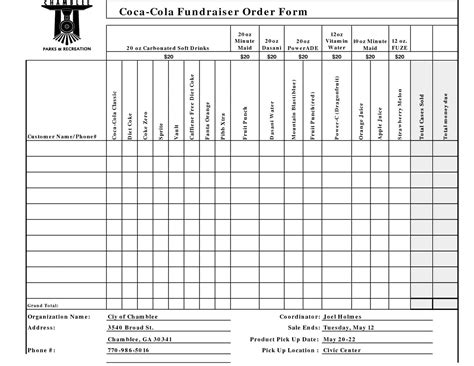 fundraiser order form templates word excel  formats