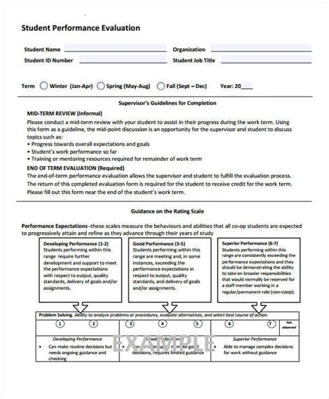 student evaluation forms   ms word