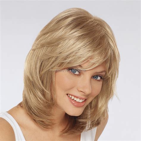 2016 New Fashion Blonde Color Medium Straight Bob Hairstyle Synthetic