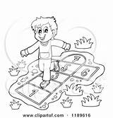 Hop Clipart Boy Scotch Playing Cartoon Hopscotch Happy Outlined Visekart Royalty Vector Rf Illustrations Clipartof sketch template