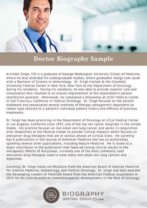 httpwwwbiographywritingservicescomgood doctor biography sample