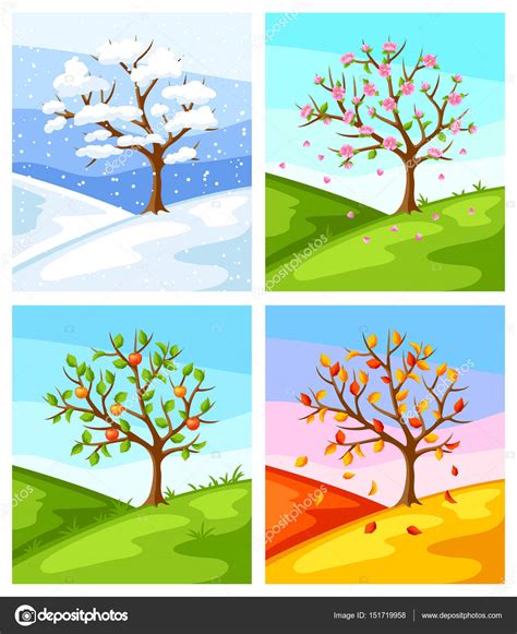fotos las estaciones del ano cuatro estaciones del ano ilustracion
