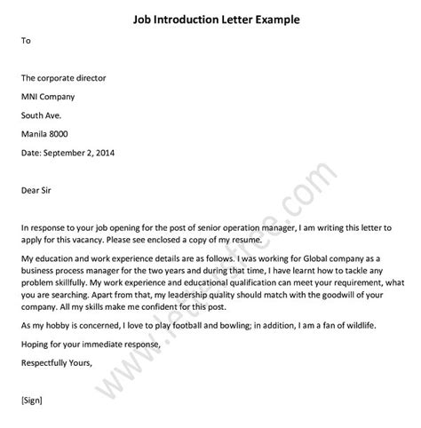 business introduction letter examples writing tips