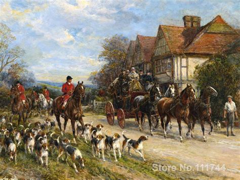 paintings  heywood hardy hunting dogs horses landscape art high