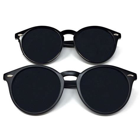 Round Lens Sunglasses Circle Glasses Oval Womens Classic Ladies Black