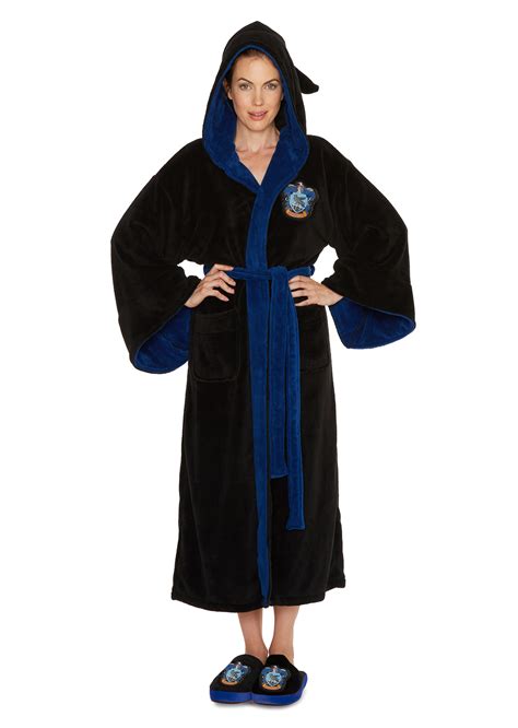 Harry Potter Ravenclaw Fleece Robe Black And Blue Ladies Women S