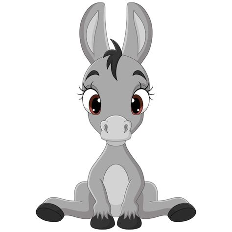 premium vector cute baby donkey cartoon sitting