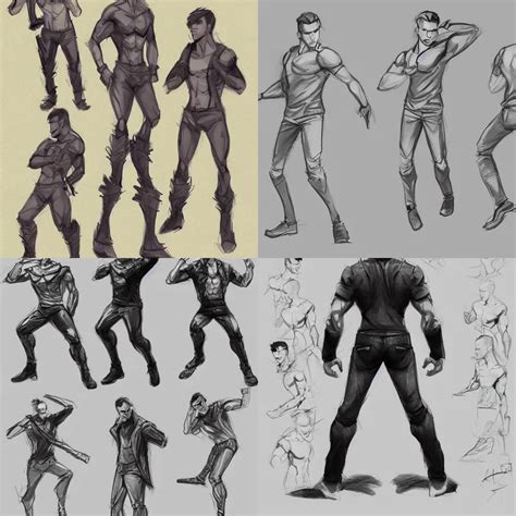 action pose male sketch reference pinterest hd stable diffusion