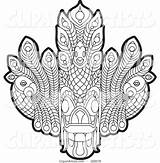 Perera Lal Sri Lankan Devil Dancing Mask Outline Coloring Tikiri Vector Clipart Copyright sketch template