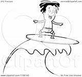 Cartoon Wave Surfer Dude Riding Clipart Coloring Outlined Vector Cory Thoman Regarding Notes sketch template