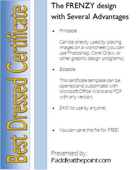 dressed certificate template    paddle certificates