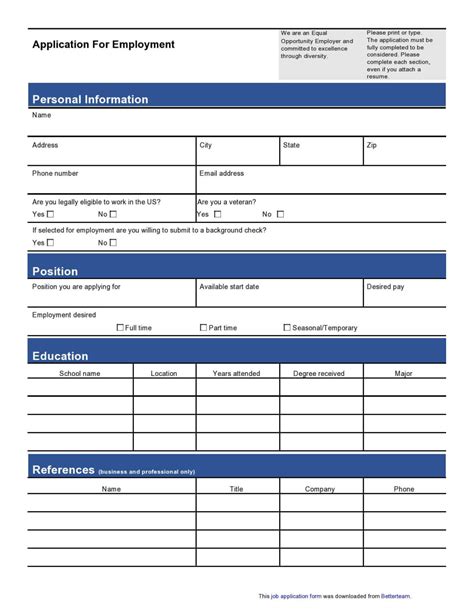 Customizable Employment Application Form Free Sample