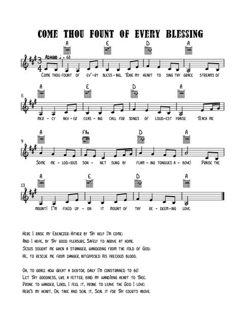 thou fount guitar chords sheet  chords collection