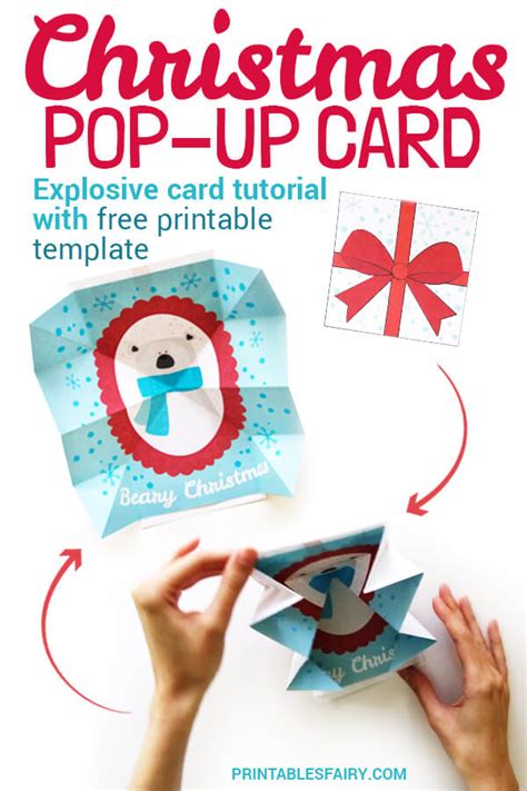 christmas pop  card  printable template  printables fairy