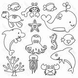 Animals Sea Drawing Ocean Marine Kids Animal Aquatic Drawings Creatures Easy Water Creature Underwater Life Simple Draw Sketches Getdrawings Cell sketch template