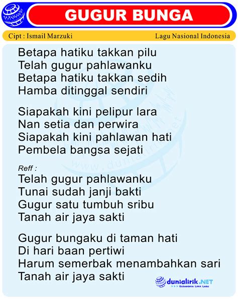 Lirik Lagu Gugur Bunga Wajib Nasional Ciptaan Ismail Marzuki