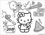 Year Kitty Hello Happy Pages Coloring Color Printable sketch template