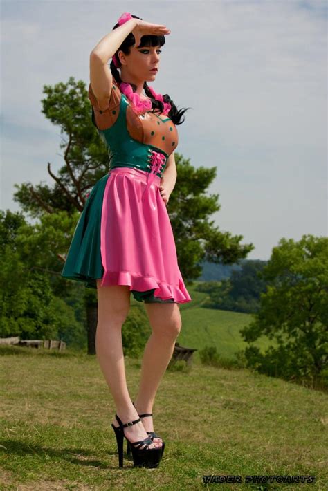 Sexy Pink And Green Latex Dirndl R Dirndls