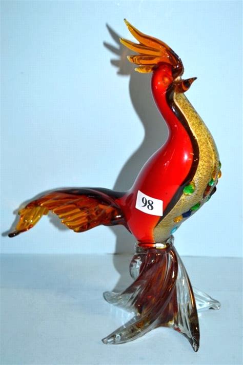 Murano Glass Exotic Bird With Specialty Auction Small And Whitfield