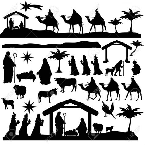nativity scene silhouette vector  vectorifiedcom collection