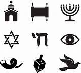 Jewish Clip Judaism Vector Icon Religious Illustrations Items Set Stock Clipground sketch template