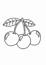 Coloring Cherries Cerezas Cereja Dibujos Frutas Dibujosonline Cerejas sketch template